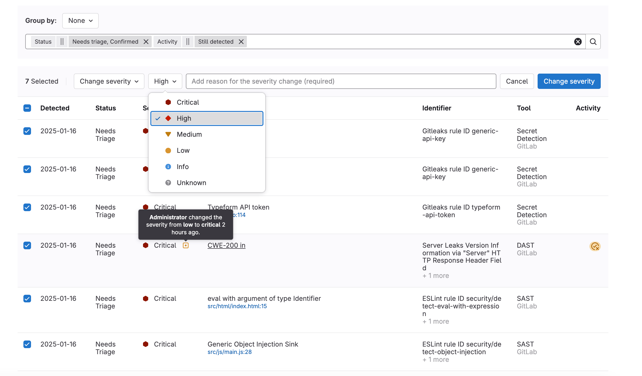 Vulnerability Severity Override